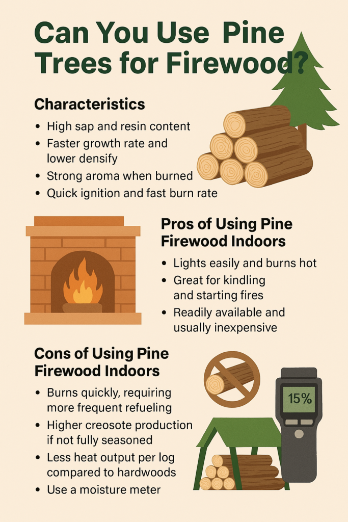 Infographics of Can You Use Pine Trees for Firewood